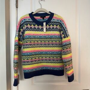 J. Crew Multicolor Fair Isle Patterned Crew Neck Wool Sweater NWT